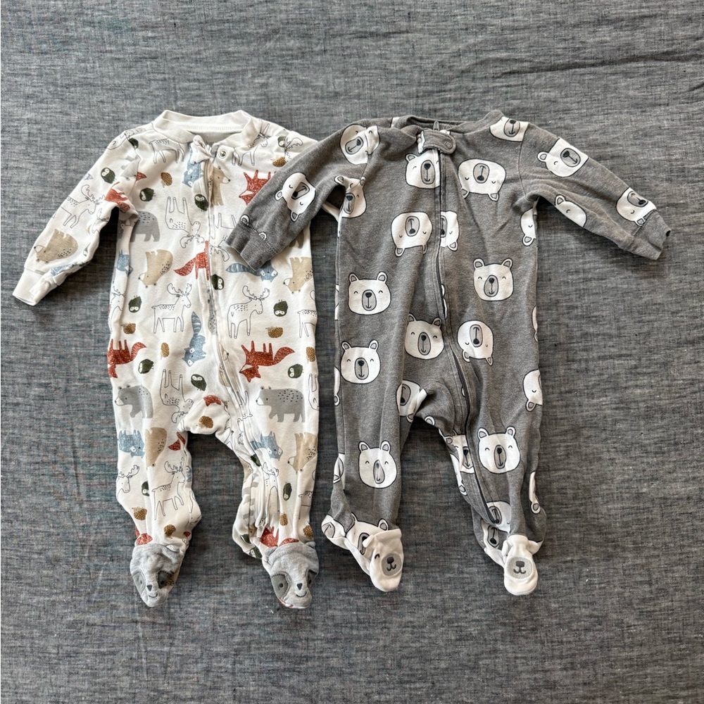 Carter’s woodland footie pajamas, 6m